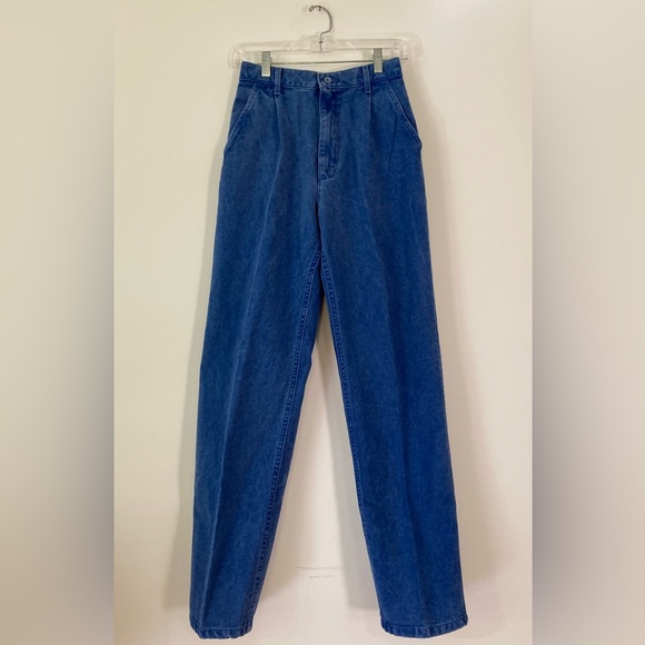 Vintage 80s 90s LL Bean pleated high waist non stretch denim jeans 26W x 31L - Picture 1 of 13